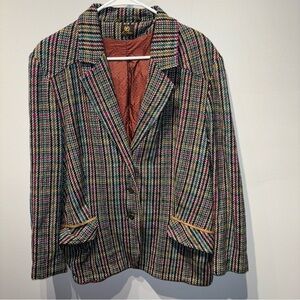 Hienzelaumn Blazer/Jacket Wool Tweed  Multicoloured US Sz10 Elbow patches‎ VTG